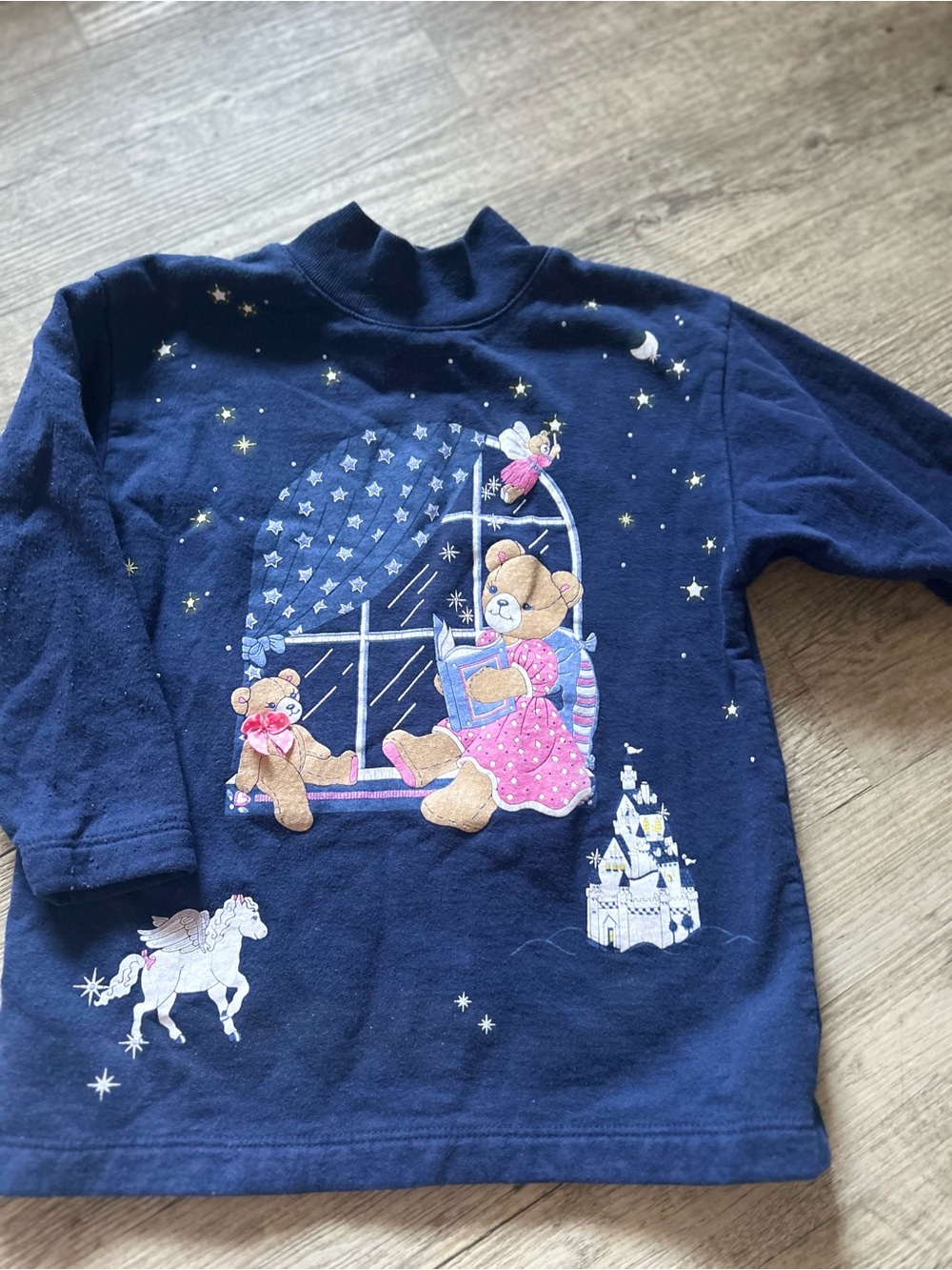 Vintage Navy Teddy Bear & Castle Graphic Sweatshirt 5-6y